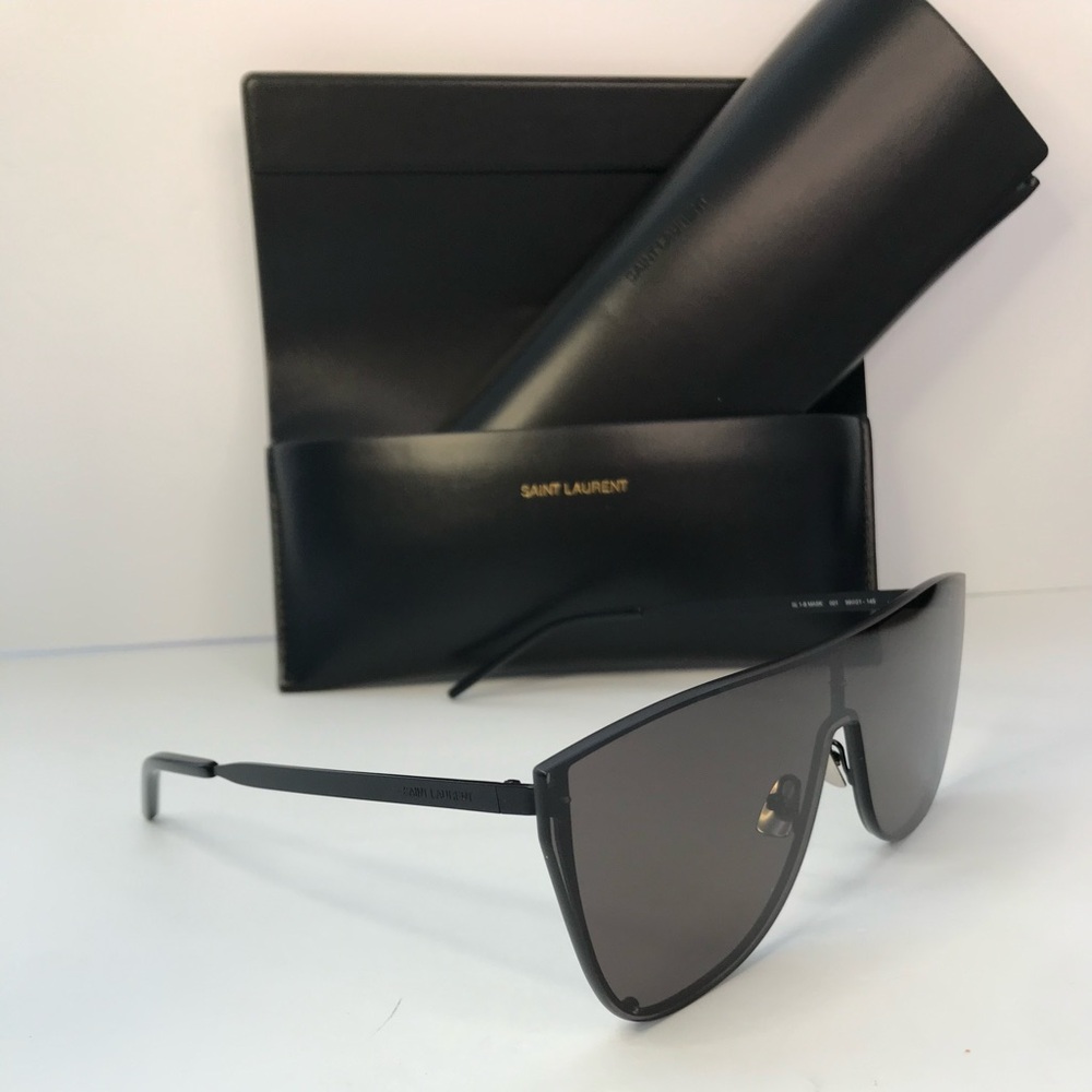 💯 - New Authentic Saint Laurent New Wave SL 1-B MASK Sunglasses Black - … - Picture 9 of 16